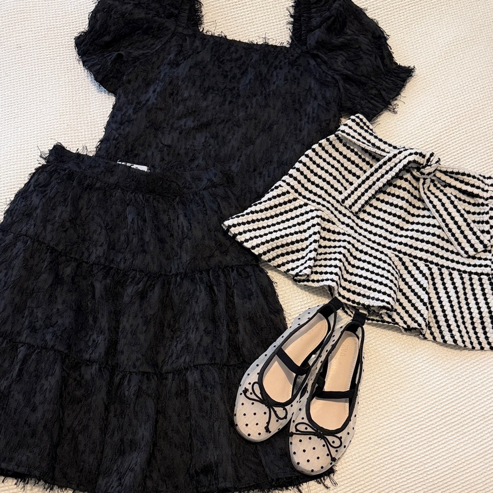 Zara Girls Matching Skirt Set Size 6 with shoes size 29 and Skort size 7